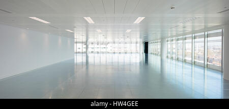 Vue de l'intérieur de 10 Hammersmith Grove, un nouveau bureau à Londres, Royaume-Uni. Banque D'Images