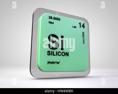 Silicium - Si - Tableau périodique des éléments chimiques de rendu 3D Banque D'Images