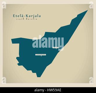 Carte moderne - Etelä-Karjala FI Illustration de Vecteur