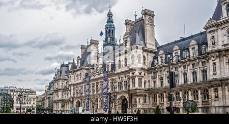 France Paris. City Palace Hotel de Ville, où à partir du milieu du xive siècle, le bureau du maire est situé. Banque D'Images