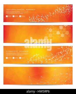 Ensemble de bannières scientifiques modernes. La structure de la molécule ADN et les neurones. Résumé fond. La médecine, de la science, de la technologie, des affaires, des calibres de site web. Scalable Vector Graphics. Illustration de Vecteur