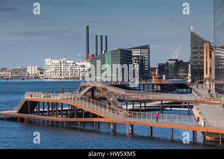 Le Danemark, la Nouvelle-Zélande, Copenhague, port intérieur de bâtiments au bord de l'aube, Banque D'Images
