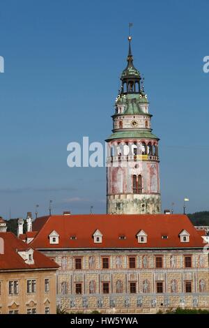 République tchèque, la Bohême du Sud, centre historique de Cesky Krumlov, inscrite au Patrimoine Mondial de l'UNESCO, le château Banque D'Images