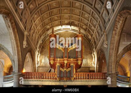 France, Morbihan, Auray, intérieur de l'église Saint-gildas, l'orgue du 19e siècle Banque D'Images