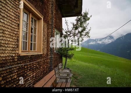 Autriche, Vorarlberg, Grande Vallée Walser, Blons, chalet walser traditionnelle Banque D'Images