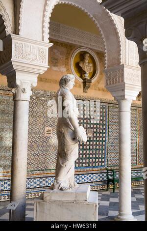 Espagne, Andalousie, Séville, centre historique, la Casa de Pilatos (maison de Pilate), Palais mudéjar, gothique et Renaissance Banque D'Images