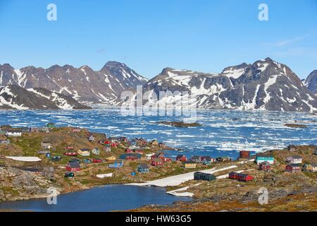 Le Groenland, Sermersooq, Kulusuk, village Inuit de Kulusuk Banque D'Images