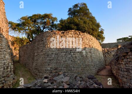 Le Zimbabwe, la province de Masvingo, les ruines du site archéologique de Grand Zimbabwe, Liste du patrimoine mondial de l'UNESCO, 10e et 15e siècle, la grande enceinte Banque D'Images