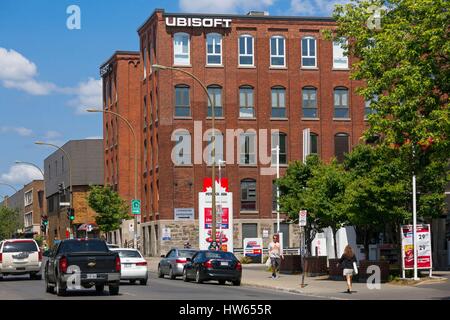 Canada, Québec, Montréal, le Plateau Mont Royal, le Mile End, Boulevard St Laurent, la construction d'Ubisoft, entreprise française de développement, l'édition et la distribution de jeux vidéo Banque D'Images