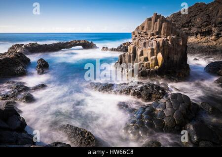 Espagne, Canaries, El Hierro island a déclaré Réserve de biosphère par l'UNESCO, Charco Azul piscine naturelle. Banque D'Images