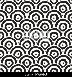 Les cercles dessinés à la main, en ligne. Seamless Vector motif en noir et blanc. Illustration de Vecteur