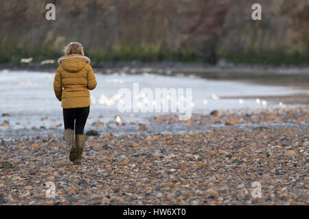 Une femme marchant le long de la plage à Sawai madhopur (Paris) Banque D'Images