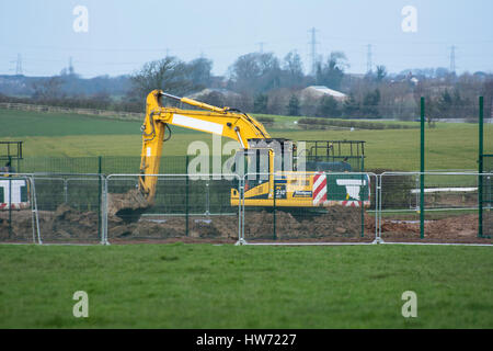 L'exploration du gaz de schiste cuadrilla site de fracturation en cours de construction près de Blackpool. Banque D'Images