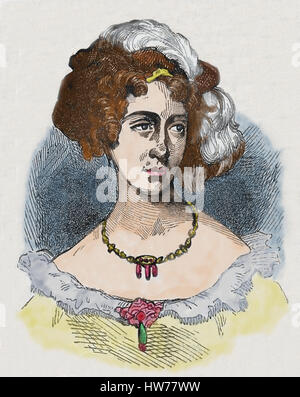 Marie-Caroline de Bourbon-Sicile, Madame de Berry. Duchesse de Berry (1798-1870) 18e siècle. Gravure couleur, portrait. Banque D'Images