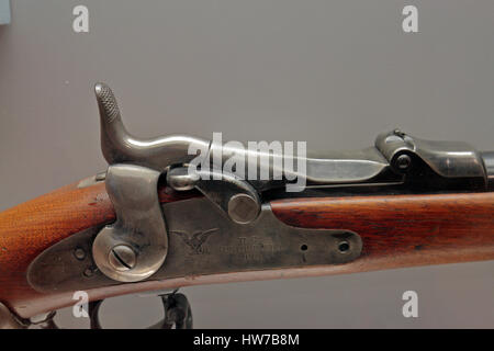 Un 'nous' Trapdoor Rifle M1873 (sur l'affichage à la Springfield Armory National Historic Site, Springfield, MA, United States. Banque D'Images