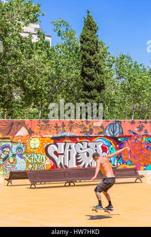 Espagne, Catalogne, Barcelone, Sants-Montjuic, jardins de la tres xemeneies inauguré en 1995, la planche Banque D'Images