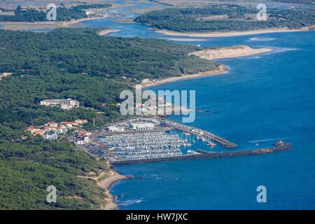 France, Vendée, Talmont Saint Hilaire, Port Bourgenay port de plaisance et le havre du Payre (vue aérienne) Banque D'Images