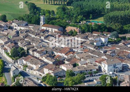 France, Lot et Garonne, Castillonnes, la bastide (vue aérienne) Banque D'Images