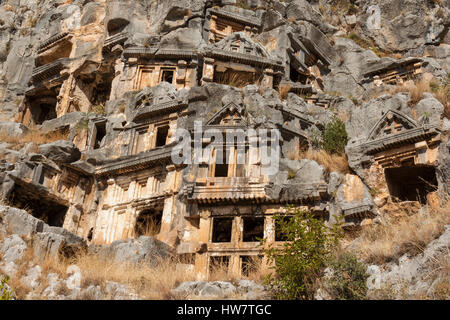 Tombes anciennes à Myra, Demre, Turquie. Banque D'Images