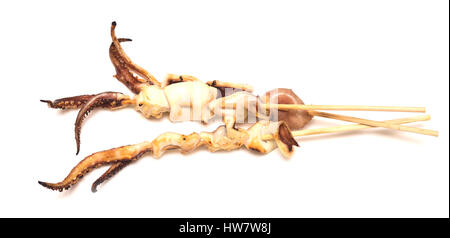 Calmars grillés isolé sur fond blanc Banque D'Images