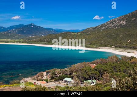 France, Corse du Sud, Corse, région de la côte sud, vue de la plage de Portigliolo Banque D'Images