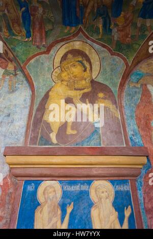 La Russie, l'oblast de Kostroma, anneau d'or, Kostroma, Monastère de Saint Ipaty, Trinity Cathedral, fresques de l'intérieur Banque D'Images