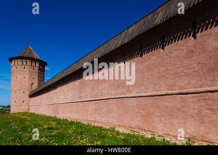 La Russie, Vladimir Oblast, anneau d'or, Suzdal, Monastère de Saint Sauveur Euthymius, murs Banque D'Images