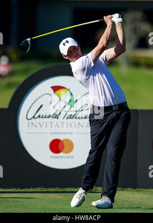 18 mars 2017 - Orlando, Floride, USA-Lucas Glover sur le 16e tee lors du 3ème tour de l'Arnold Palmer Invitational. Del Mecum/CSM Banque D'Images