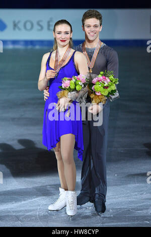 Taipei, Taiwan. 18 Mar, 2017. Rachel Parsons & Michael Parson (USA) : Patinage Artistique Championnats du monde juniors de patinage artistique, de danse sur glace de cérémonie de remise des prix à Taipei Arena à Taipei, Taiwan . Credit : AFLO SPORT/Alamy Live News Banque D'Images