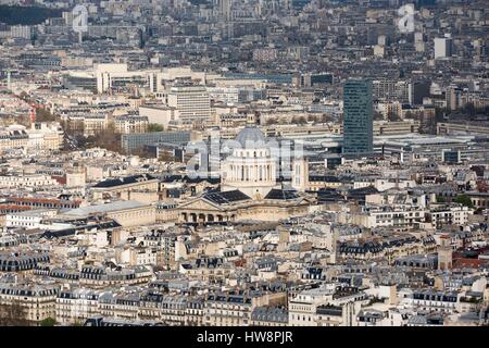 France, Paris, le Panthéon par Jacques-Germain Soufflot, concepteur de la Bastille, l'Opéra de la Bastille et la Colonne de Juillet vu de la tour Montparnasse (vue aérienne) Banque D'Images