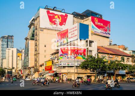 Vietnam, Ho Chi Minh Ville (Saigon), District 1, la propagande communiste Banque D'Images