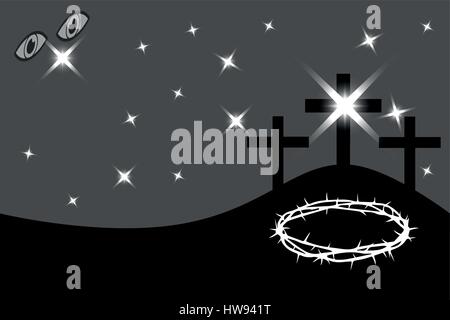 L'article trois croix sur le Golgotha, Pâques - Golgotha, Illustration de Vecteur