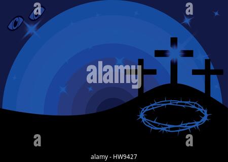 L'article trois croix sur le Golgotha, Pâques - Golgotha, Illustration de Vecteur