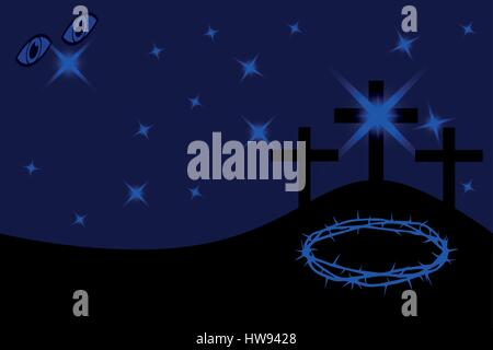 L'article trois croix sur le Golgotha, Pâques - Golgotha, Illustration de Vecteur