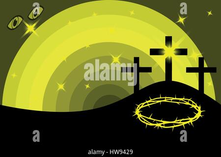 L'article trois croix sur le Golgotha, Pâques - Golgotha, Illustration de Vecteur