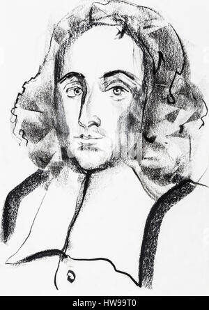 Portrait de Baruch Spinoza (Bento de Espinosa ou Benedictus de Spinoza) (1632-1677), philosophe hollandais - illustration de l'Ewa Ewa KLOS KLOS ©/Opale Banque D'Images