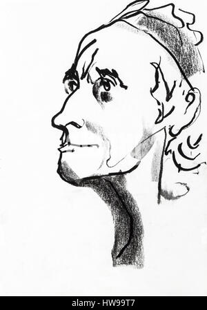 Portrait de François Marie Arouet dit) (Francois-Marie Voltaire (1694-1778), Ecrivain et philosophe francais - illustration de l'Ewa Ewa KLOS KLOS ©/Opal Banque D'Images