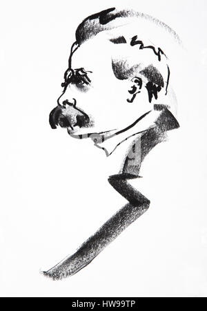 Portrait de Friedrich Nietzsche (1844-1900), philosophe allemand - illustration de l'Ewa Ewa KLOS KLOS ©/Opale Banque D'Images