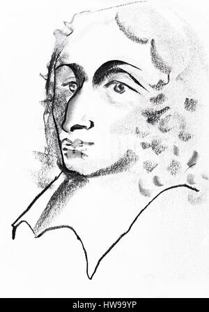 Portrait de Blaise Pascal (1623-1662) Ecrivain et savant - illustration de l'Ewa Ewa KLOS KLOS ©/Opale Banque D'Images
