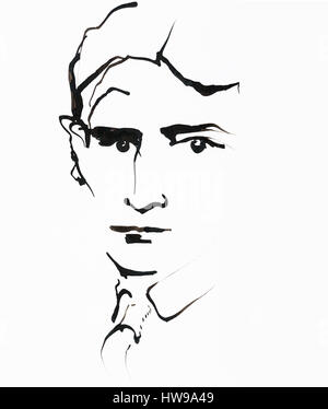 Portrait de Franz Kafka (1883-1924), tchèque, Ecrivain de langue allemande - illustration de l'Ewa Ewa KLOS KLOS ©/Opale Banque D'Images