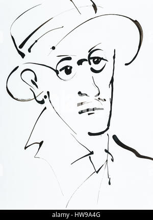 Portrait de James Joyce (1882-1941), romancier et poete irlandais - illustration de l'Ewa Ewa KLOS KLOS ©/Opale Banque D'Images