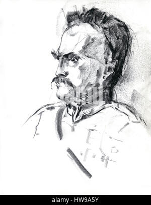 Portrait de Josef Pilsudski (1867-1935), militaire et homme d'Etat polonais - illustration de l'Ewa Ewa KLOS KLOS ©/Opale Banque D'Images