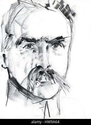 Portrait de Josef Pilsudski (1867-1935), militaire et homme d'Etat polonais - illustration de l'Ewa Ewa KLOS KLOS ©/Opale Banque D'Images