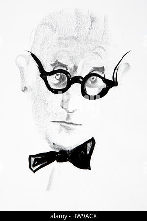 Le Corbusier (Charles-Edouard Jeanneret-Gris) illustration d'Ewa Ewa KLOS KLOS ©/Opale Banque D'Images
