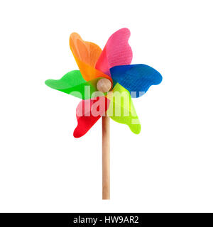 Pinwheel toy moulin multicolor jardin wind spinner sur blanc. Droit inclus clipping path Banque D'Images