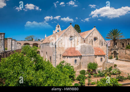 Monastère Arkadi sur l'île de Crète, Grèce. Ekklisia Rue Arkadiou - Moni Timios Stavros en grec. C'est une église baroque vénitien. Banque D'Images