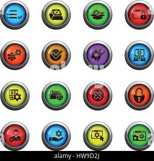 Les icônes sur les paramètres couleur rond les boutons en verre pour votre conception Illustration de Vecteur