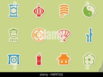 Le nouvel an chinois , Icon Set vector icons Illustration de Vecteur