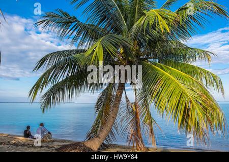 Belize, district de Stann Creek, Hopkins, petit village de pêcheurs garifuna, la plage Banque D'Images