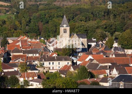 France, Marne, d'Avenay Val d'Or, à la fin de l'après-midi, survol de la ville Banque D'Images